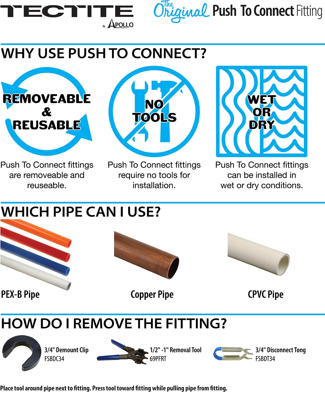 Tectite 3/4 in. Brass PushToConnect Slip Repair Coupling FSBC34SL